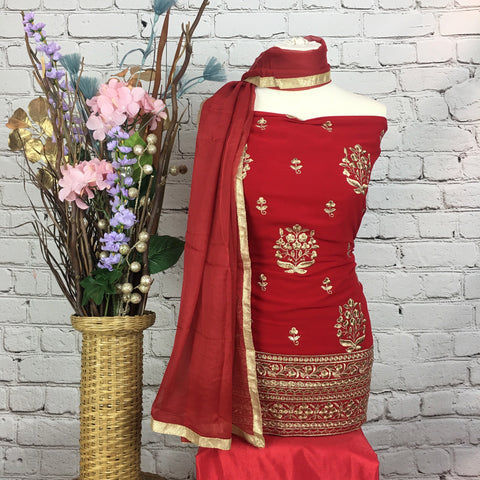 Faux Benarsi Suit with Embroidery & Stonework (A41)
