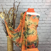 Artsy Floral Abstract Crepe Print Suit (A61)